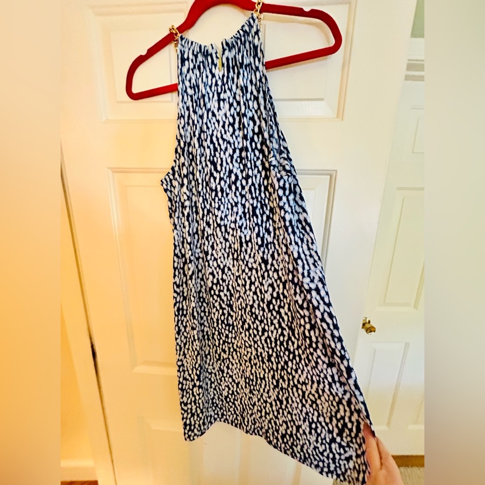 NWOT Michael Kors sleeveless blue and white dot dress.  XL. - Picture 2 of 5